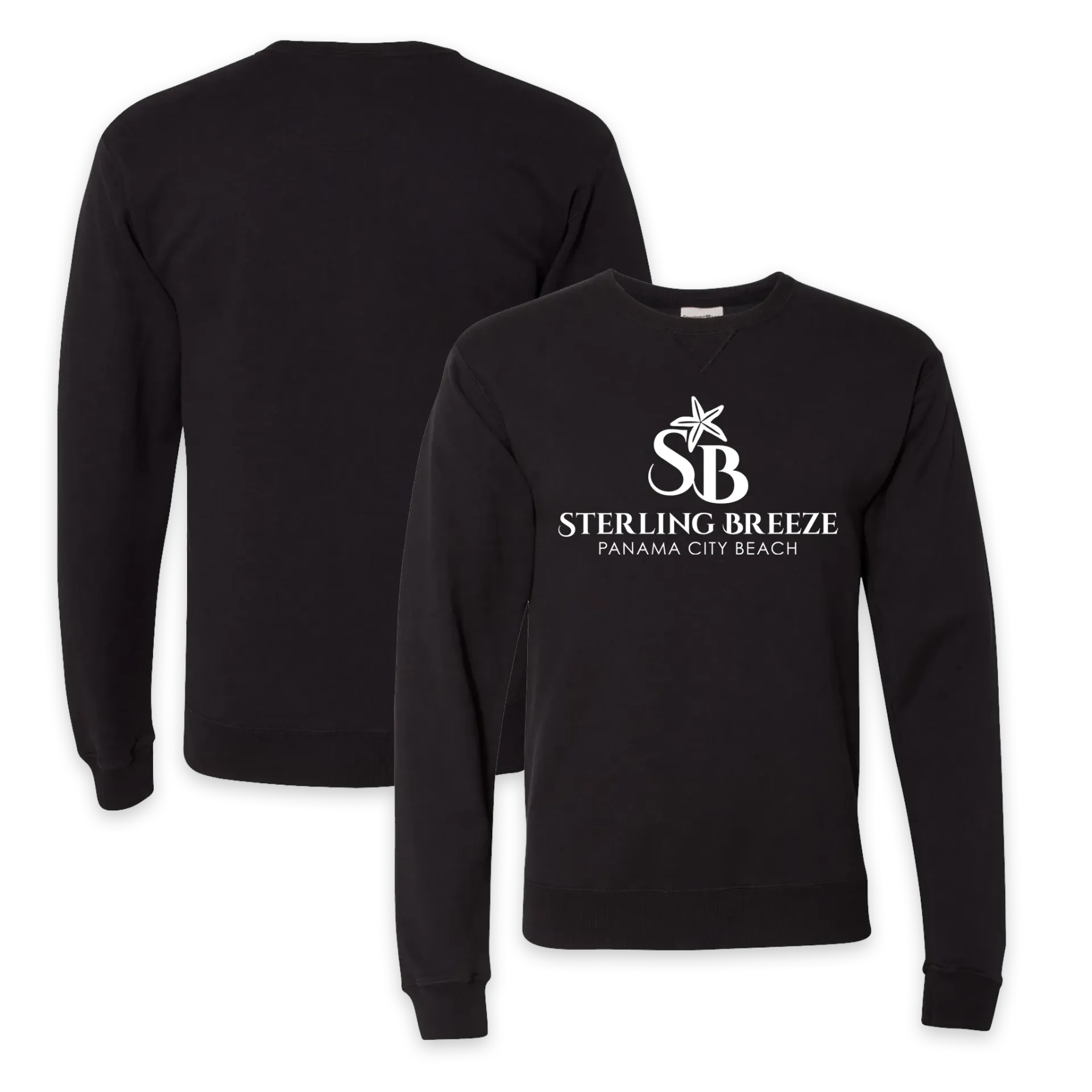 [GDH400- S- Black] Sterling Breeze ComfortWash Crewneck, Full Front (S, Black)