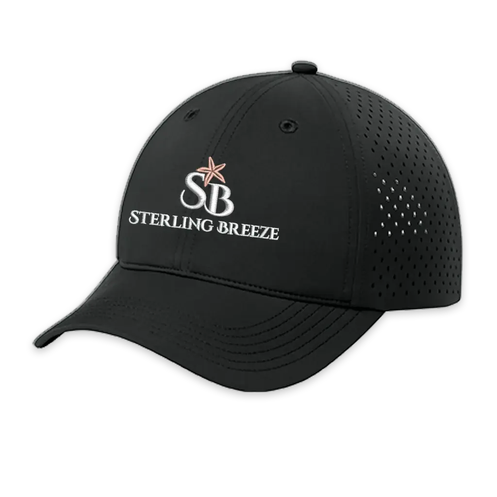 [C995-Deep Black] Sterling Breeze - Embroidered UPF Perforated Cap (Deep Black)
