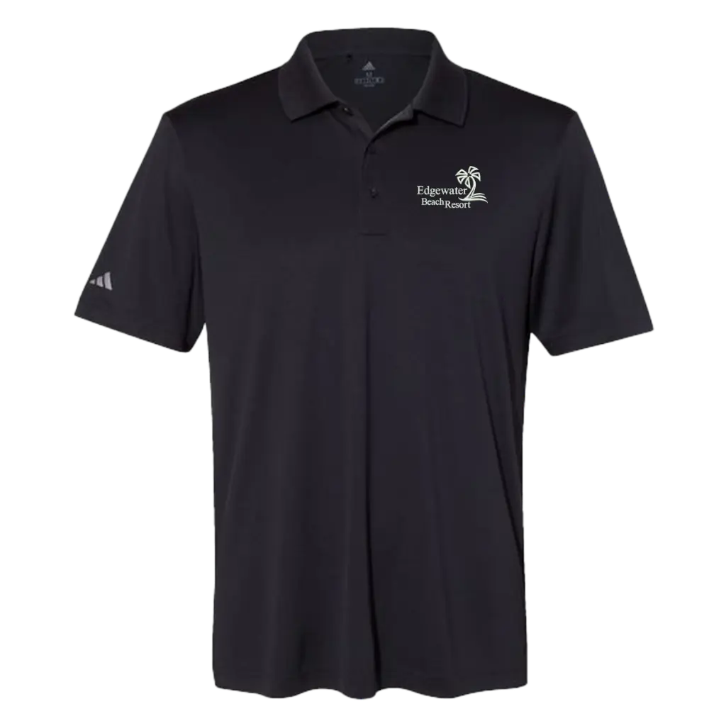 [A230- Black- S] Edgewater Beach Resort Adidas Unisex Embroidered Polo (Black, S)