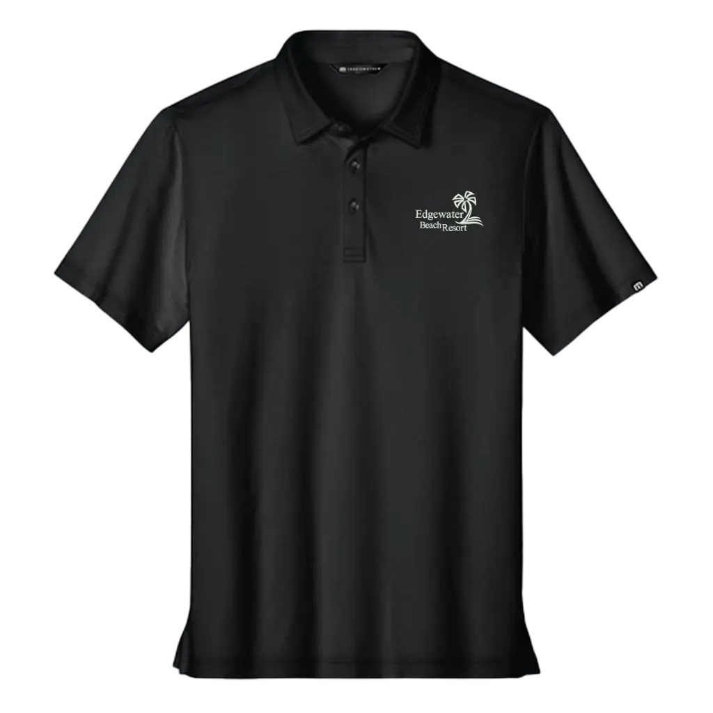 [TMA4637 - S - Black] Edgewater Beach Resort Embroidered TravisMathew Crestview Polo (Black, S)