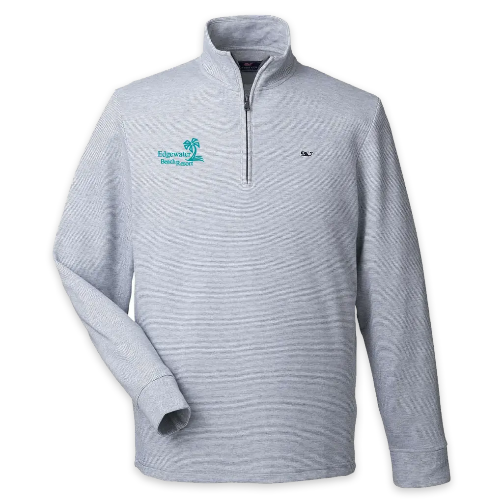 [K002708- S- Granite] Edgewater Beach Resort Vineyard Vines Men's Saltwater Quarter-Zip Pullover (Granite, S)