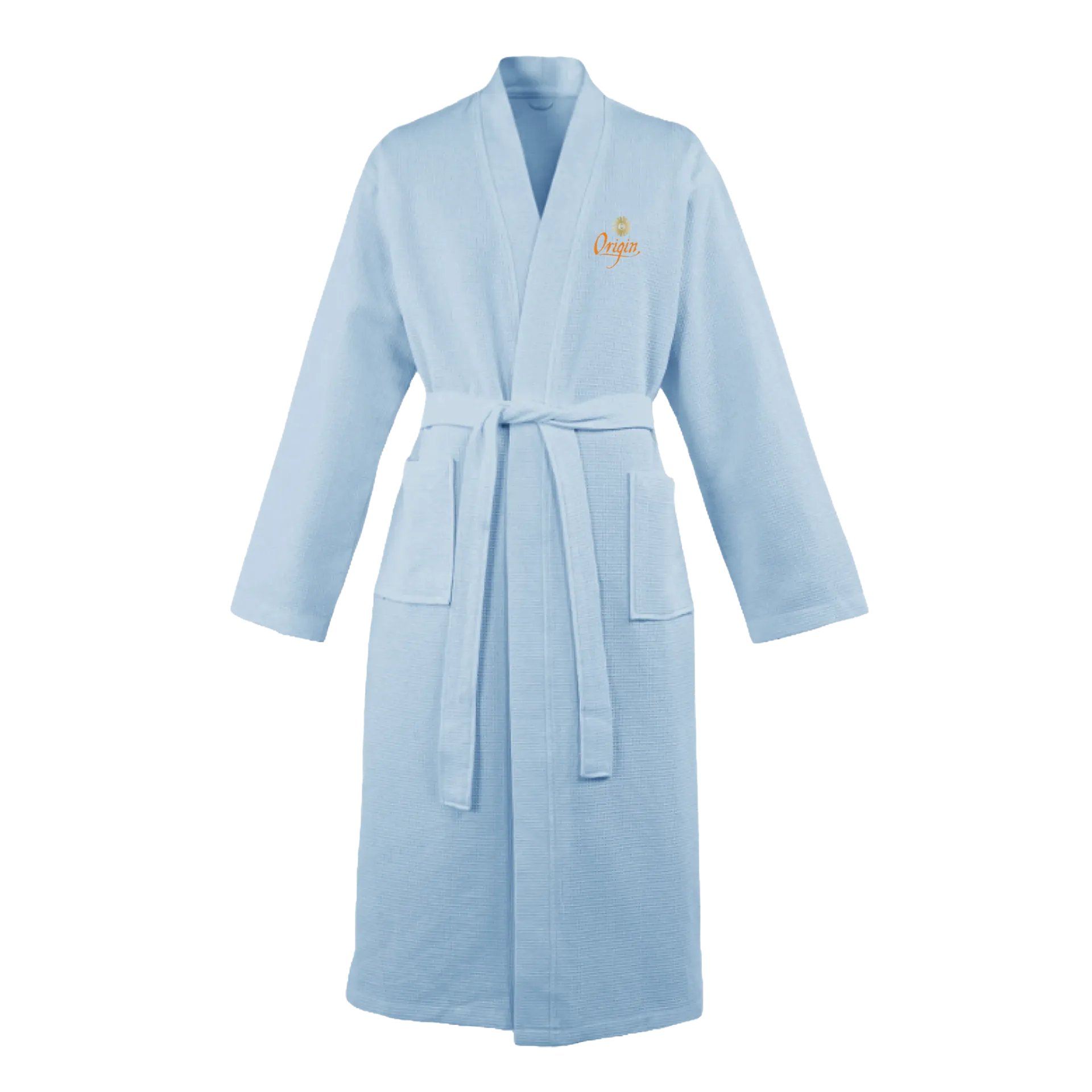 [333116-Blue] Origin Cotton Waffle Kimono Robe (Blue)