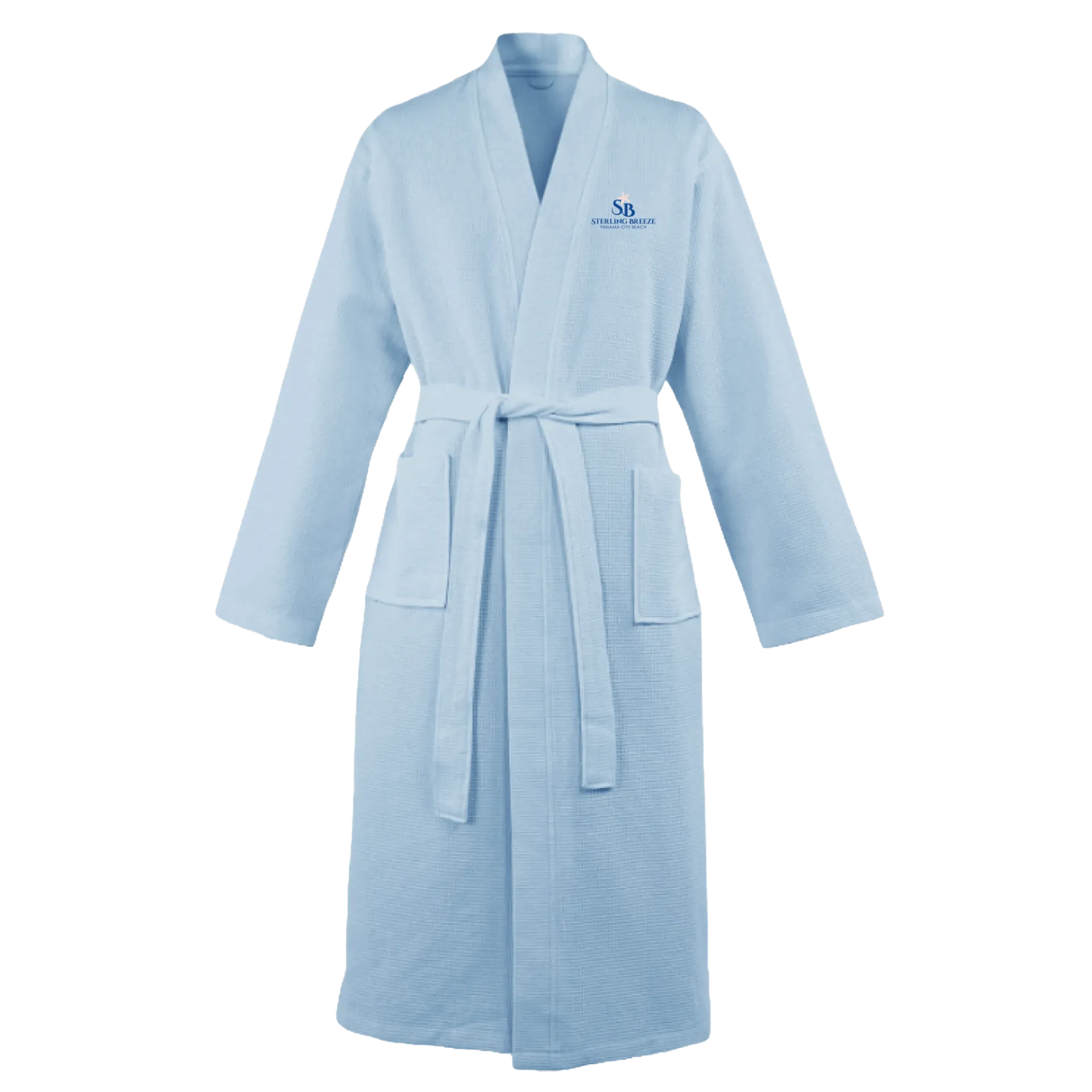 [333116-Blue] Sterling Breeze Waffle Kimono Robe (Blue)