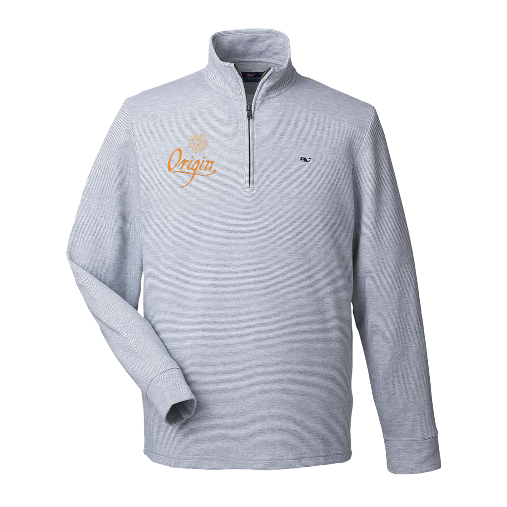 [K002708-S-Granite] Origin Beach Resort Vineyard Vines Men's Saltwater Quarter-Zip Pullover (Granite, S)