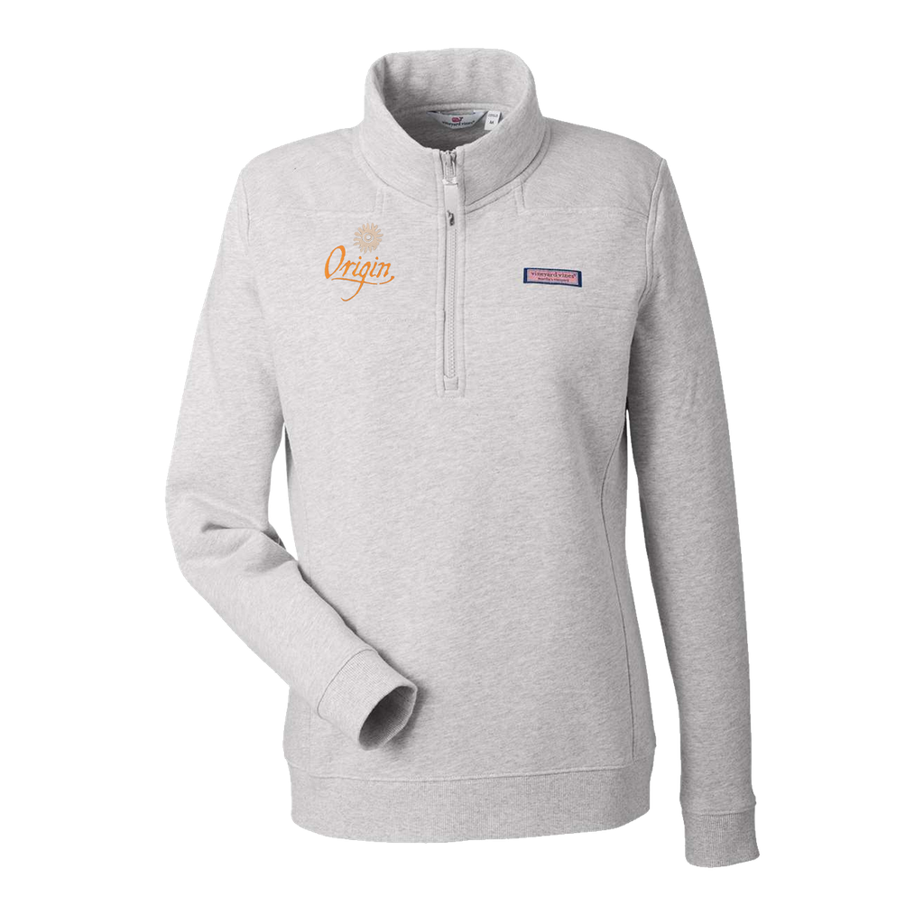 [K002795-XS-JakeBlue] Origin Vineyard Vines Women’s Collegiate Shep Quarter-Zip Sweatshirt (Grey Heather, XS)
