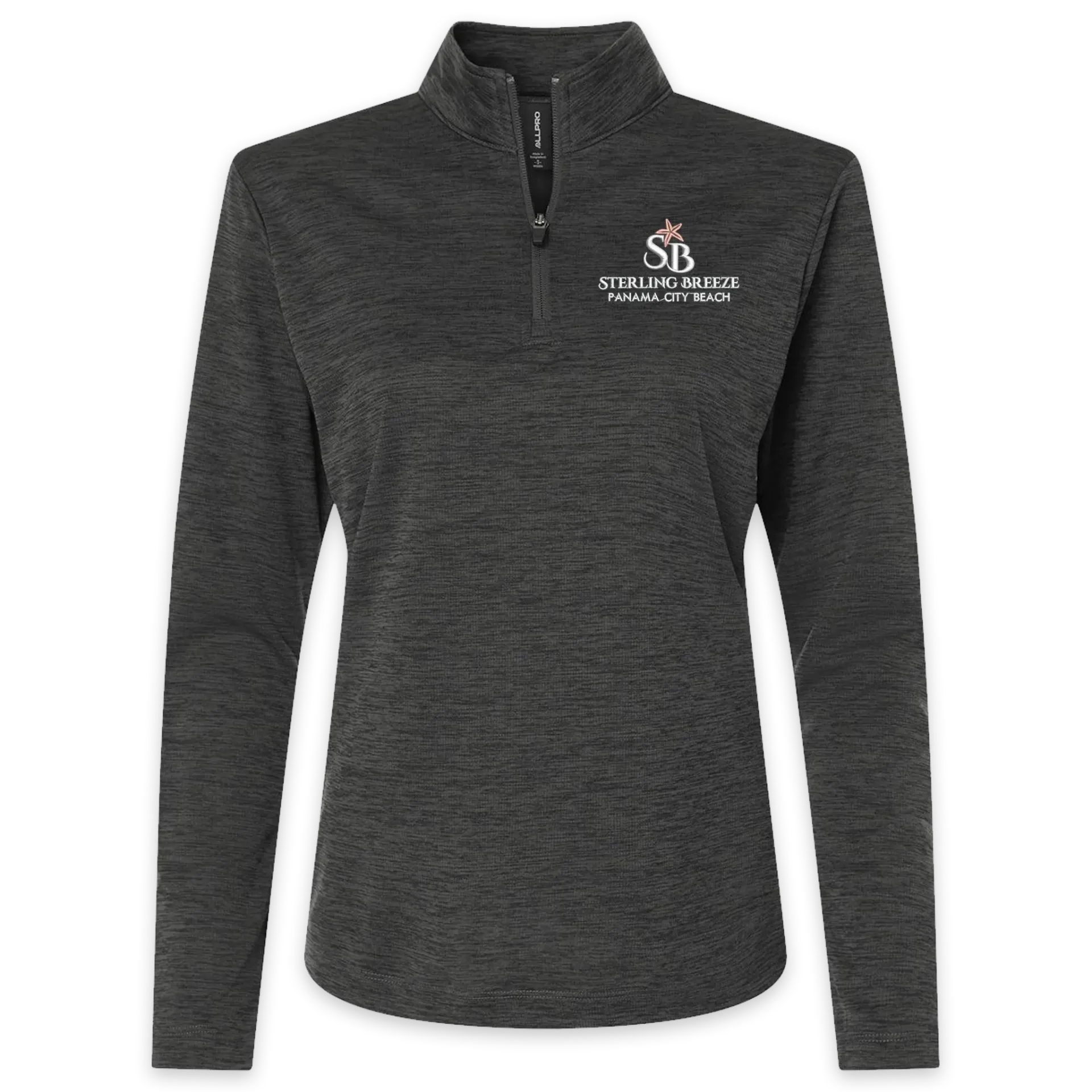 [4HM70L-S-BlackMelange] Sterling Breeze Women's Pro-Lock Performance Mélange Quarter-Zip Pullover (S, Black Melange)