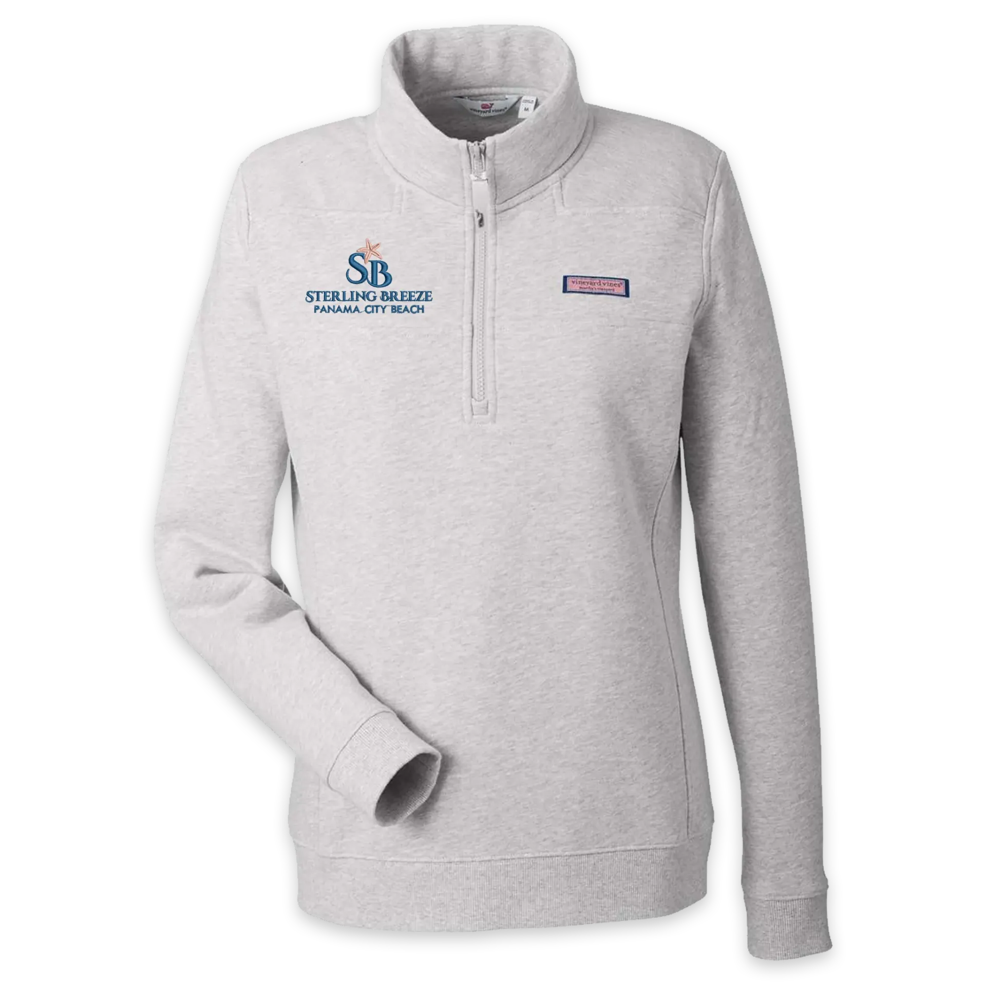 [K002795-XS-GreyHeather] Sterling Breeze Vineyard Vines Women’s Collegiate Shep Quarter-Zip Sweatshirt (Grey Heather, XS)