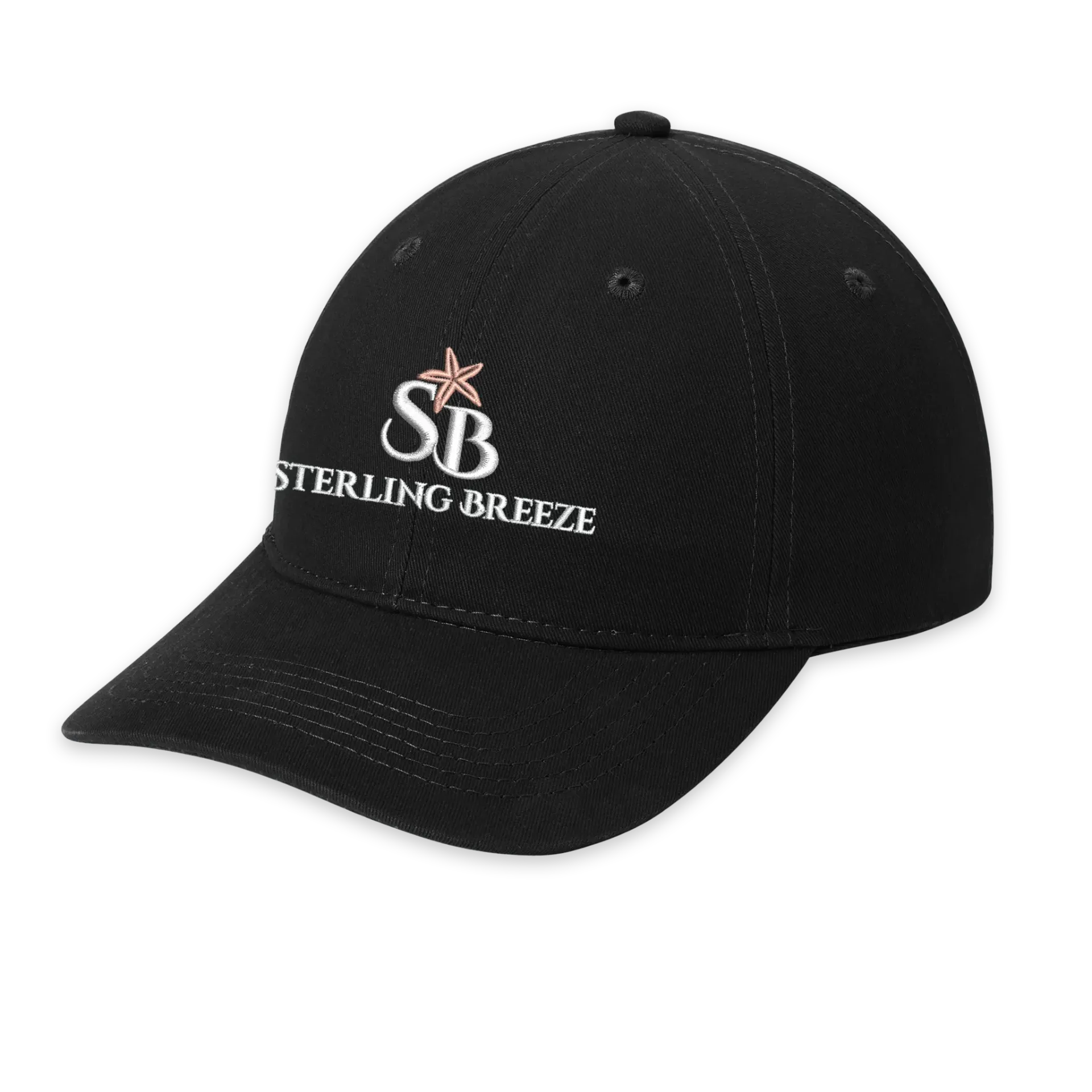 [CP77-Black] Sterling Breeze Embroidered Brushed Twill Cap (Black)